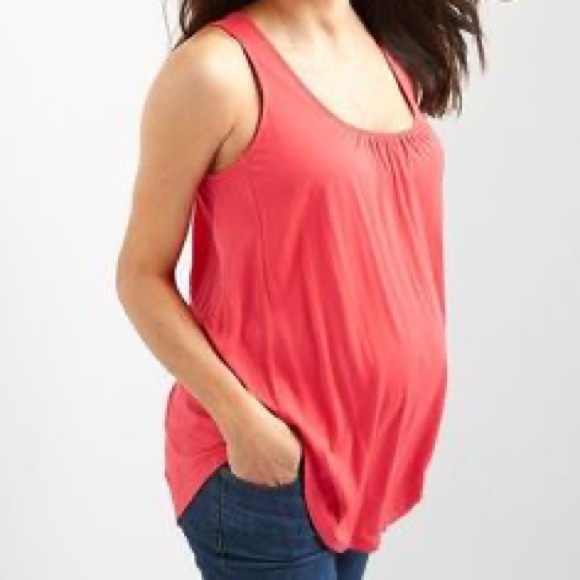 GAP Tops - Gap Maternity Tank Shirred Scoop Neck Coral Medium